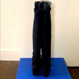 Authentic suede chunky heel over the knee boots